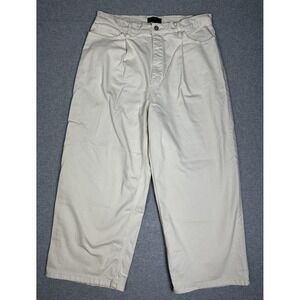 Banana Republic Pants Womens 33 Wide Leg Crop Tall Beige Washwell Cotton Spandex